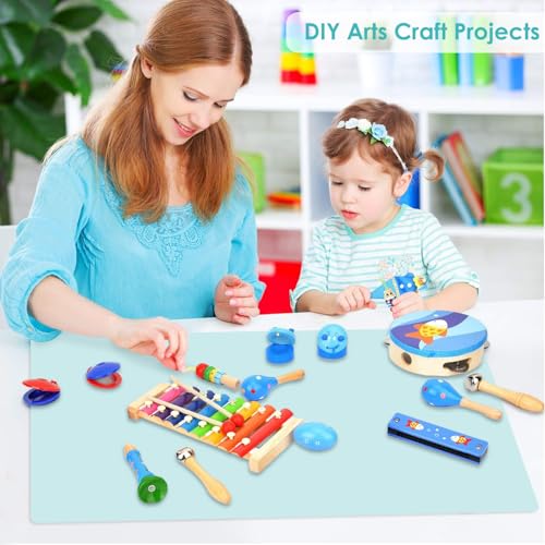 Extra Large Silicone Craft Mat for Kids (Mint Green / 23.6"L x 15.7"W)