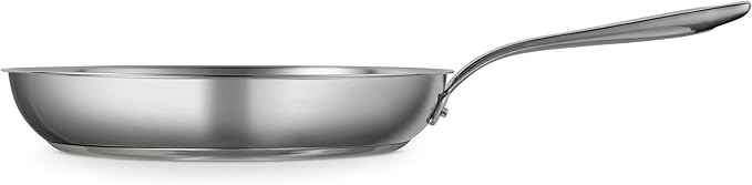 Tramontina Tempo Tri-Ply Base Stainless Steel 12-Inch Large Frying Pan, Induction-Ready Skillet, Oven-Safe, Dishwasher-Safe
