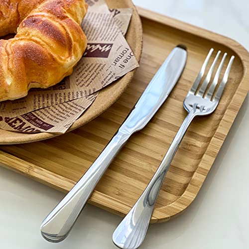 24 Pcs Silverware Set with 12 Dinner Knives and 12 Dinner Forks (9.1''12Knives+8.3''12Forks)