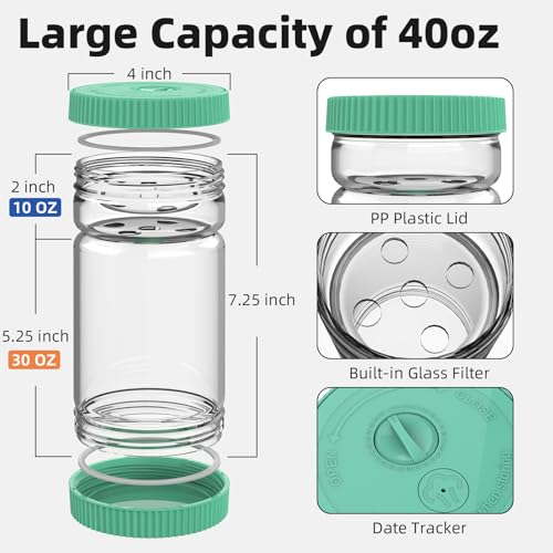 Glass Pickle Jar with Strainer Flip (Green)
