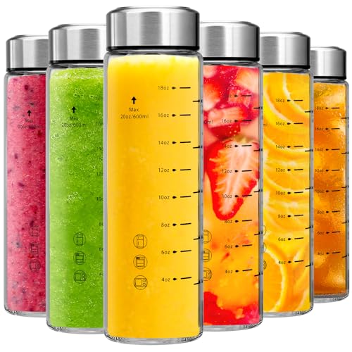 Glass Juice Bottles 6 Pack 20 oz (20 Ounces / 6 Pack)