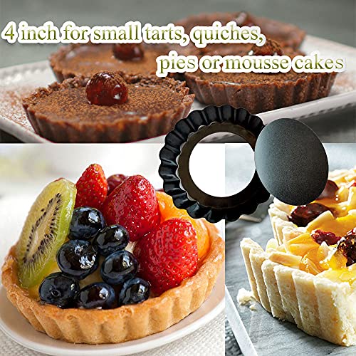 Mini Tart Pans 4 Inch with Removable Bottom Quiche Pans 16PACKS (4-inch X 0.76-inch)