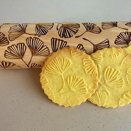 Embossing Rolling Pin GINKGO with Ginkgo Biloba Leaves Pattern