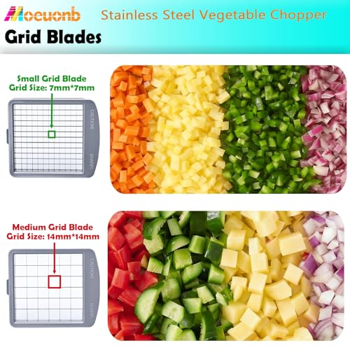 All-in-1 Vegetable Chopper with 8 Blades - Mandoline Slicer-Pro Food Chopper with Container - Veggie Salad Onion Chopper - Potato Dicer French Fry Cutter - Cheese Grater - Stainless Steel material (8 Blade)
