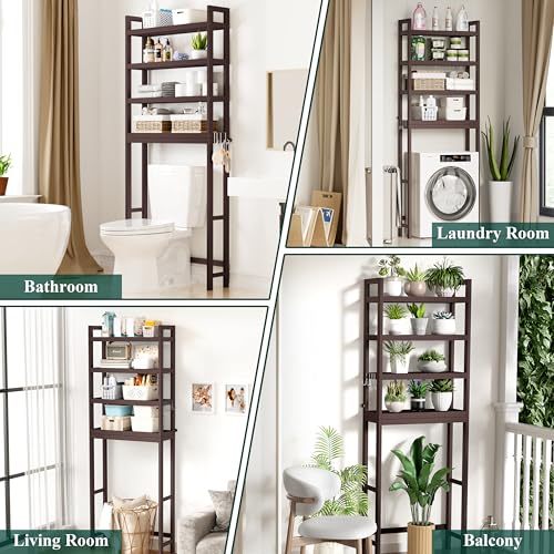 Bamboo Over The Toilet Storage Cabinet (Brown / 4 Tiers (72.8"H))