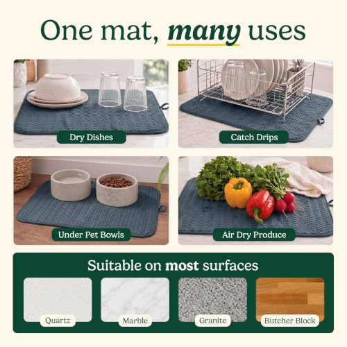 Cuisinart Dish Drying Mat for Kitchen Counter (Geostripe Blue)
