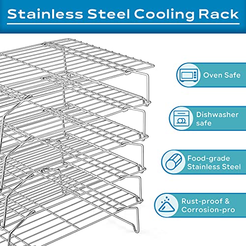 5 Tier 15x10IN Cookie Cooling Rack for Cooking Stackable Collapsible