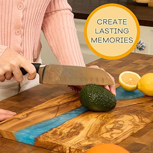 Italian Olive Wood luxury Cheese board with Resin (Blue And White Gradient)