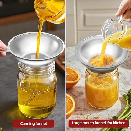 Stainless Steel Metal Canning Funnel with Removable Strainer