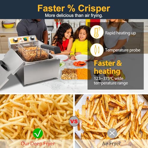 13.6QT Electric Deep Fryer with 6L