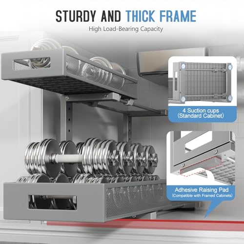 1 Pack 17IN Depth Under Sink Storage Organizer (Gun Gray / 1 Pack-17"Dx11.4"-16.14"H)