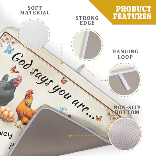 Farmhouse Rooster Dish Drying Mat (Farmhouse Rooster-Brown / 24" x 18")