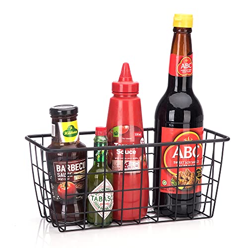 3 Set LeleCAT Adhesive Over the Cabinet Door Wire Baskets for Organizing for Kitchen Food Pantry Bathroom Shelf Storage No Drilling Wall Mounted (3 Count)