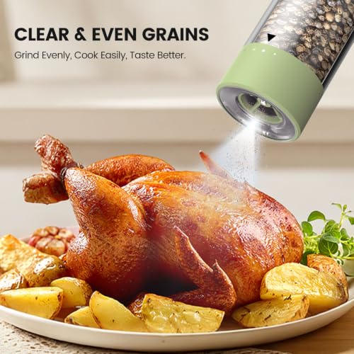 Electric Salt and Pepper Grinder Set (Sage Green)