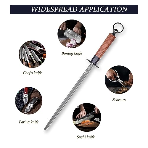 10 Inch Round Honing Steel for Knives (Round Sharpening Rod / 10 inch)