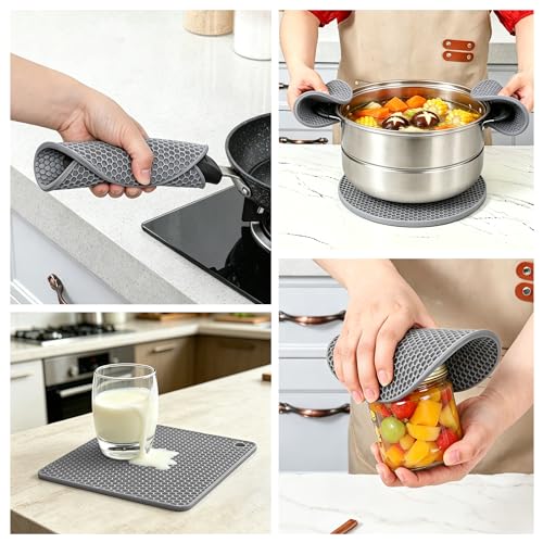 Trivets for Hot Dishes (Grey: Square & Round)