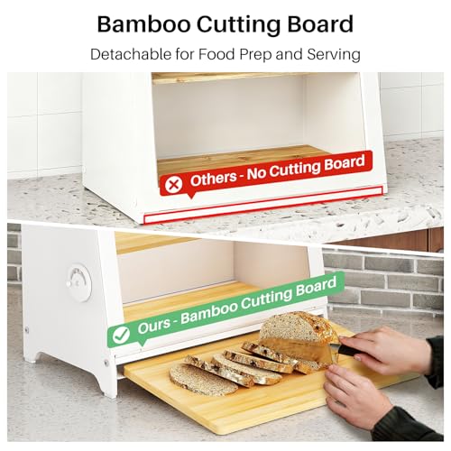 Airtight Bread Box for Kitchen Countertop (White / L)
