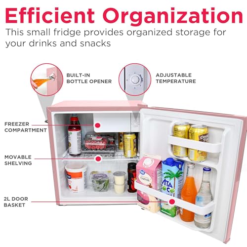 EFR176 1.6 cu. ft. Retro Bar Fridge with Side Bottle Opener (Pink)