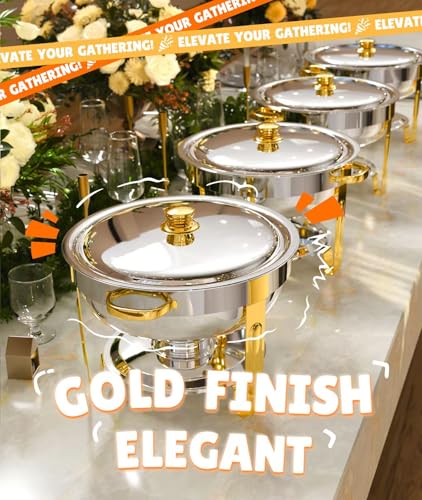 Chafing Dishes for Buffet 4 Pack (4 PACK / Gold)