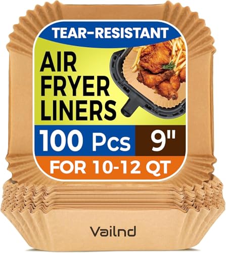 100Pcs 9 Inch Air Fryer Liners Disposable Square for 10 (100 Count)