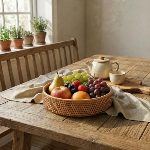 Fruit Basket Wicker Basket Rattan Fruit Bowls (Set of 3)