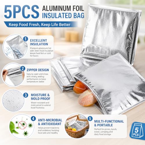 Insulated Food Storage Bag with Zipper Design