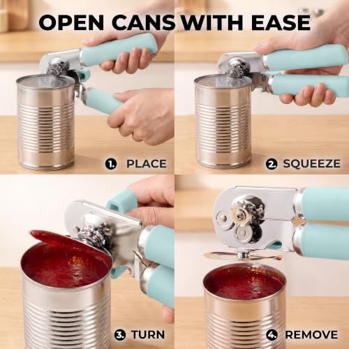 Stainless Steel Swing Open Manual Can Opener Comfortable Grip (Mint / Swing Open)