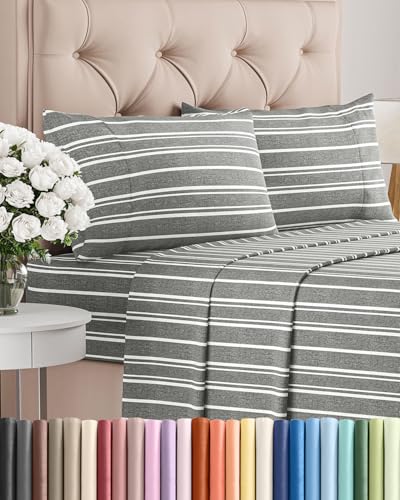 Full Size 4 Piece Sheet Set (41 - Grey Stripes 3 / Full)