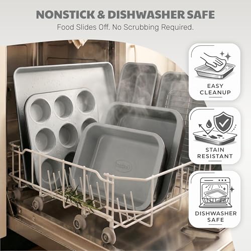6 Pc Stackable Baking Pans Set (Black / Gray)