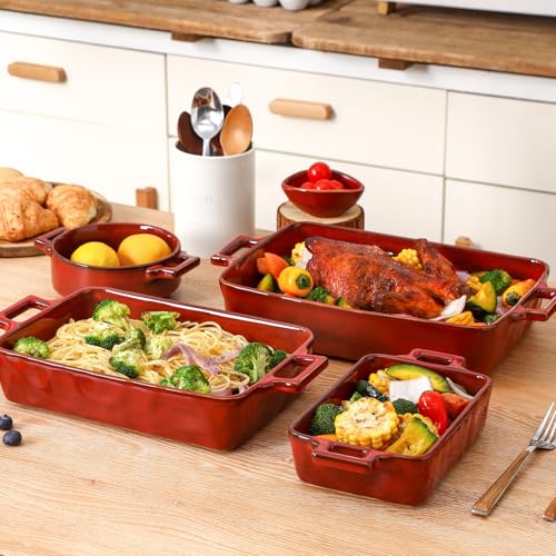 Ceramic Bakeware Set (Set of 3 / Cherry Red)