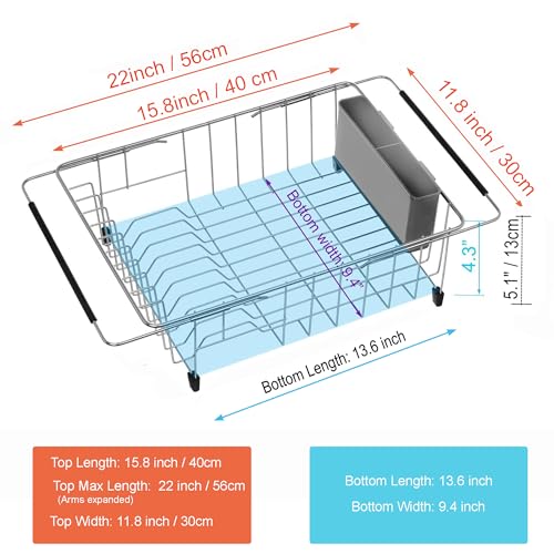 Expandable Multifunctional Dish Drying Rack (Gray)