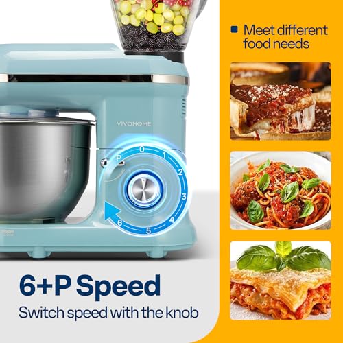 3-in-1 Stand Mixer, 6-Quart Tilt-Head Mixer, 10 Speeds, Blue (3-in-1 / Blue)