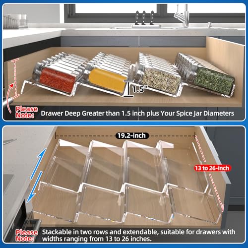 Clear Acrylic Spice Drawer Organizer (Transparent / 8 Pack)