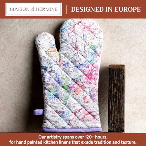 Maison d'Hermine Oven Gloves 100% Cotton Oven Mitt (044 - Floral Love / 7.5" x 13" (Oven Mitt))