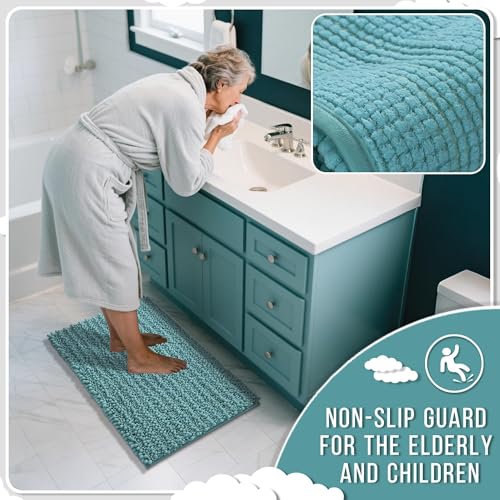 Long Bathroom Rugs Non Slip Washable 44x24 Inch