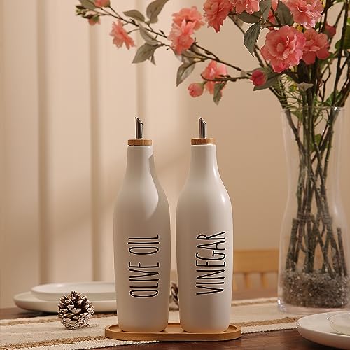 Olive Oil and Vinegar Dispenser Set (Print-White&Tary)