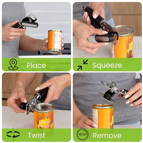 Stainless Steel Manual Can Opener with Soft Grip Handles