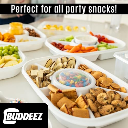 Jumbo Divided Serving Tray with Lid (White)