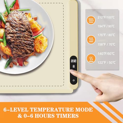 Roll Up Silicone Graphene Electric Food Warming Tray (Beige-graphene)