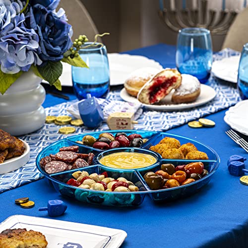 6 Sectional Round Plastic Serving Tray (Blue)