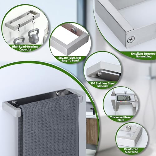 Hand Towel Holder Towel Bar for Bathroom Wall Mounted 8 Inch (Brushed / 8-Inch)
