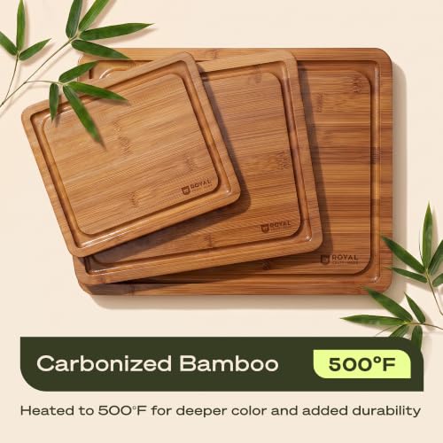 Wooden Cutting Boards for Kitchen Meal Prep & Serving (3-Piece / Carbonized)