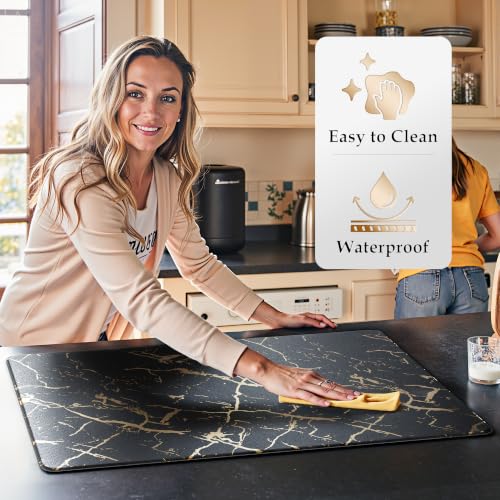 Gold Foil Stamped Marble Kitchen Mats (19.64 Sq Ft)