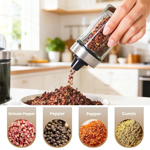 Oil and Vinegar Dispenser Set of 6 Bottles with 360° Rotating Holder