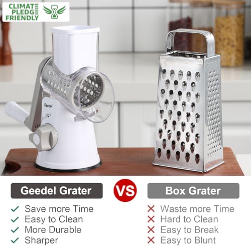 Rotary Cheese Grater Hand Crank (White / 3 Blades)