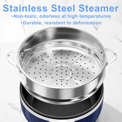 Electric Pot with Steamer (1.5 L (With Steamer) / Navy Blue 2)