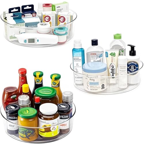 3 Pack Lazy Susan 11.5" Inch Turntable Organizer for Cabinet Pantry Organizers and Storage Organization Spinning Spice Rack Bins Rotating Condiment for Countertop Kitchen Sink (11.5 inch 3pack)
