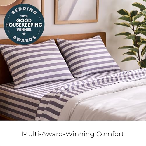 Iconic 4-PC, Ultra Soft Sheet Set (Full, Oxford Stripe Hazy Lilac) (3395 Oxford Stripe Hazy Lilac / Full)