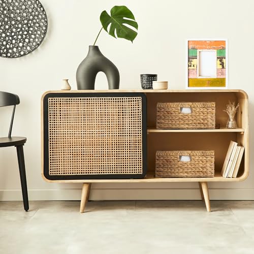 KOKODO Pack of 2 Large 15"L x 11"W Wicker Storage Baskets with Chalkboard (Natural / Large Set 2 15"Lx11"W)