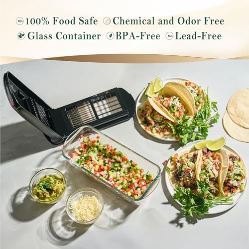 13-in-1 Vegetable Chopper Pro with Glass Container, Stainless Steel Blades, BPA-Free, Mandoline Slicer, Manual